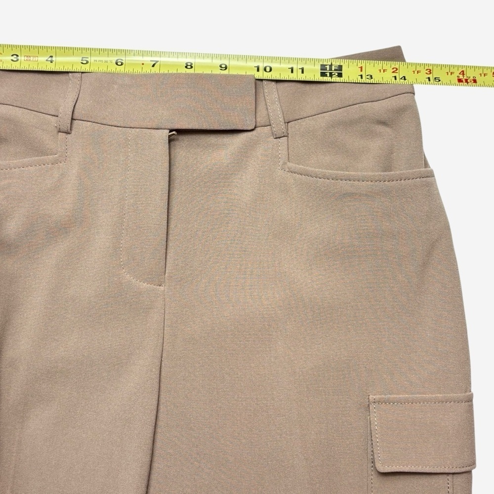 Tahari ASL Tailored Cargo Pants Size 2 Mid Rise Tan Utility Chic Business Casual - Picture 6 of 11